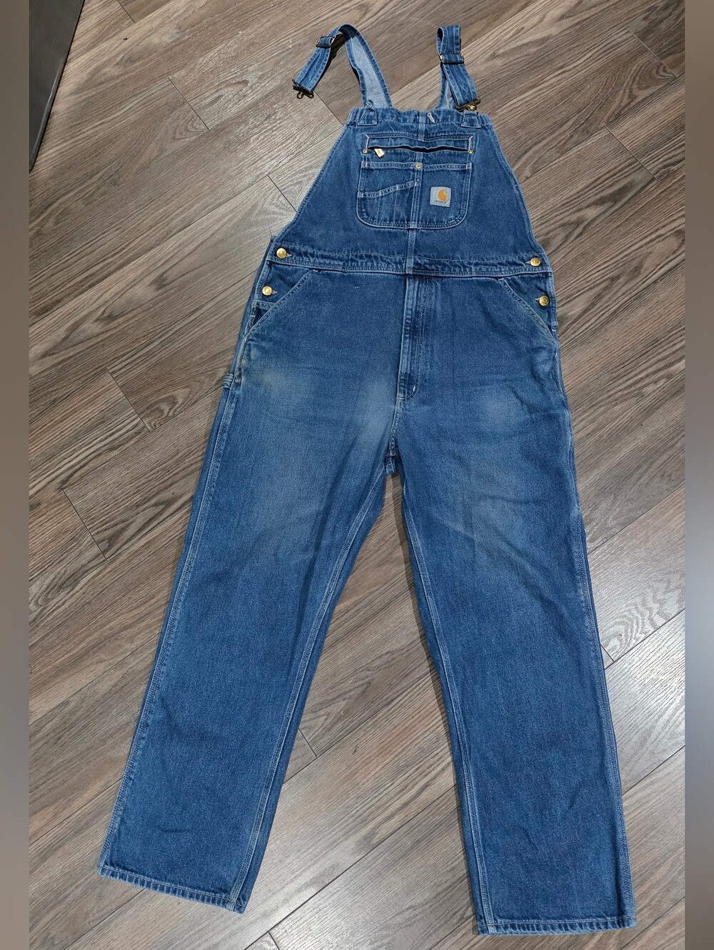 Carhartt Men's Dark Blue Denim Loosefit Overalls 38x32